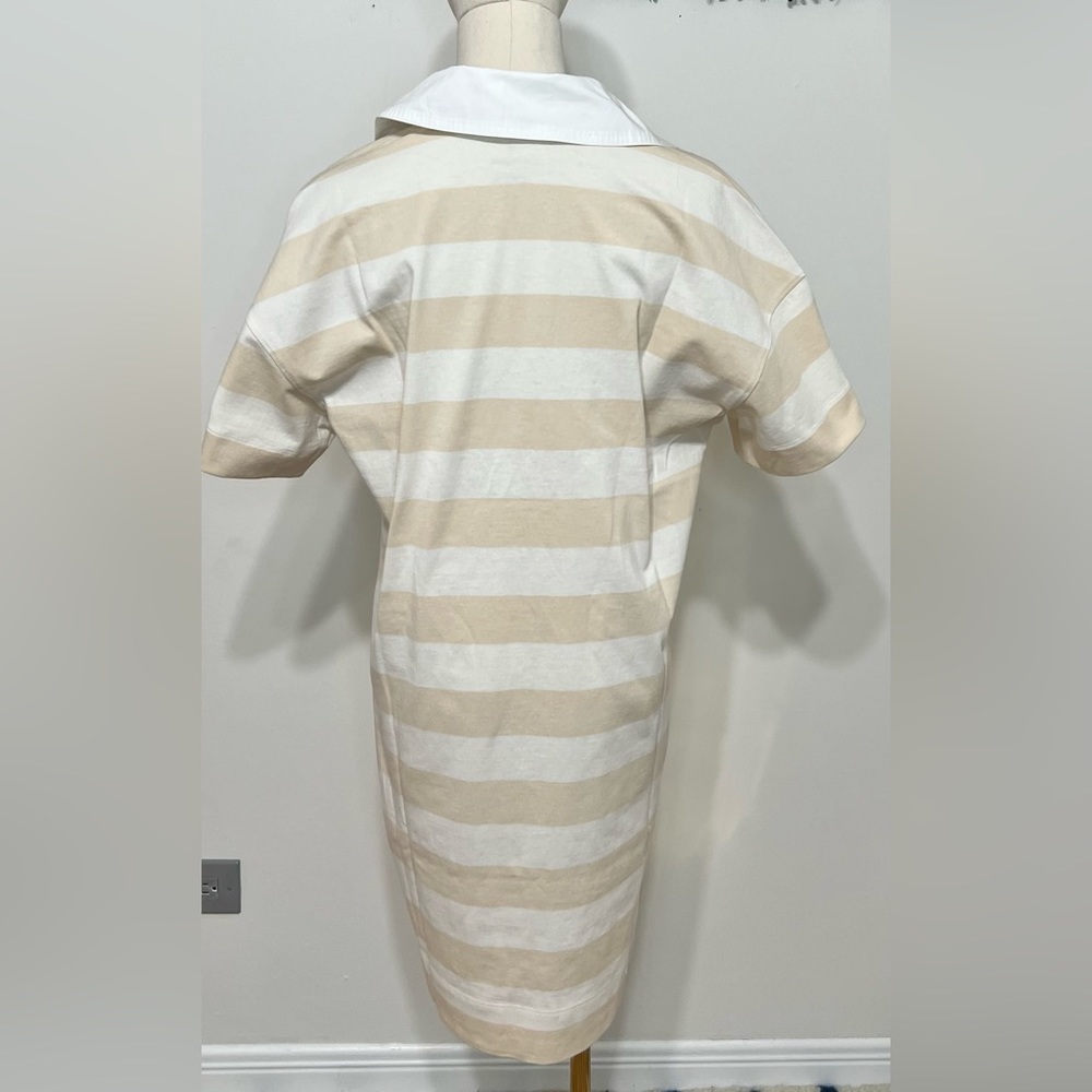 Everlane The Organic Cotton Polo Dress Striped Beige Size Small - Picture 6 of 12